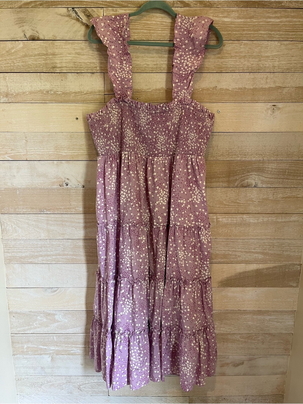 crown & ivy Dusty Mauve Speckled Tiered Maxi Dress